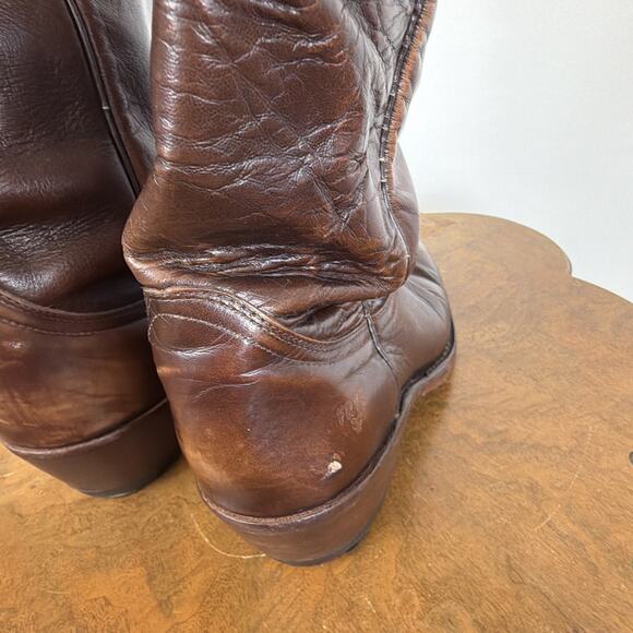 Frye Vintage Brown Leather Western Cowboy Boots Made in USA Men\'s 8.5D Heritage main image 6